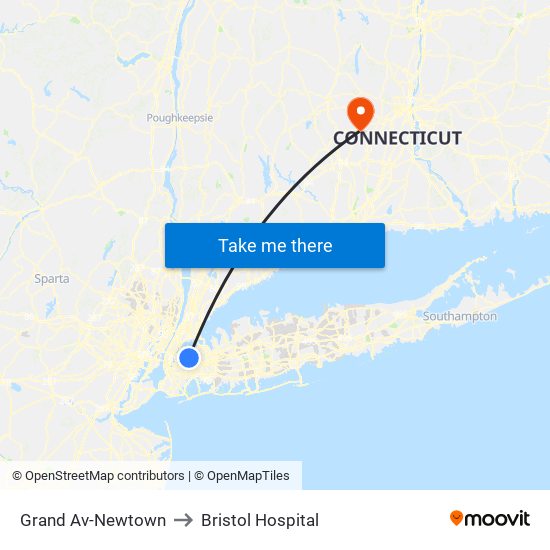Grand Av-Newtown to Bristol Hospital map