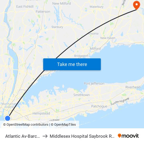 Atlantic Av-Barclays Ctr to Middlesex Hospital Saybrook Road Campus map