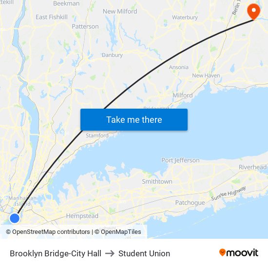 Brooklyn Bridge-City Hall to Student Union map