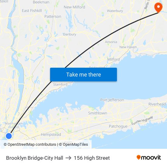 Brooklyn Bridge-City Hall to 156 High Street map