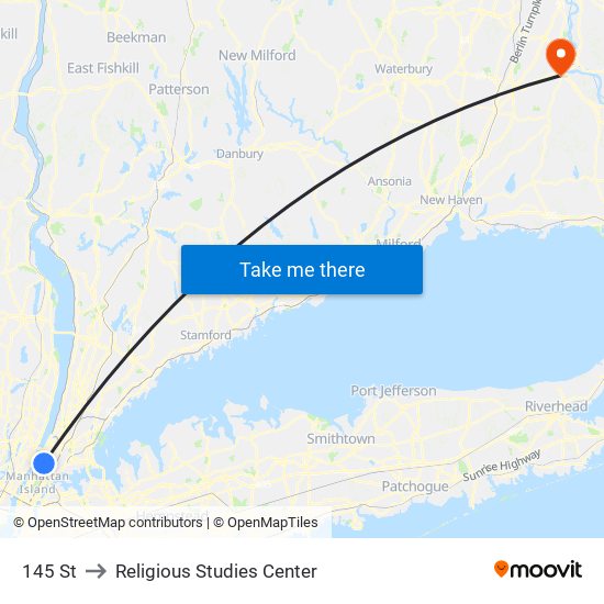 145 St to Religious Studies Center map
