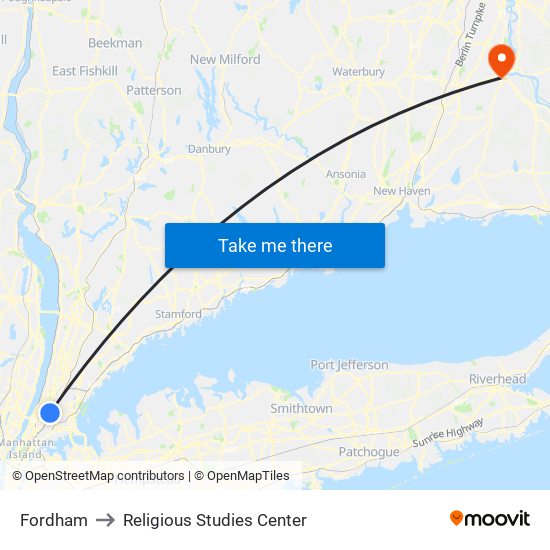 Fordham to Religious Studies Center map