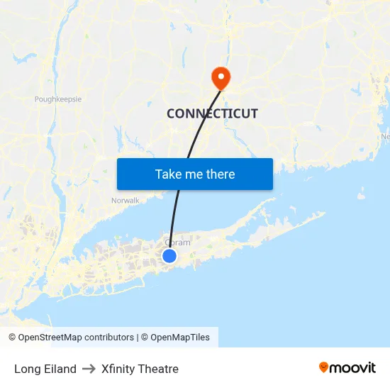 Long Eiland to Xfinity Theatre map