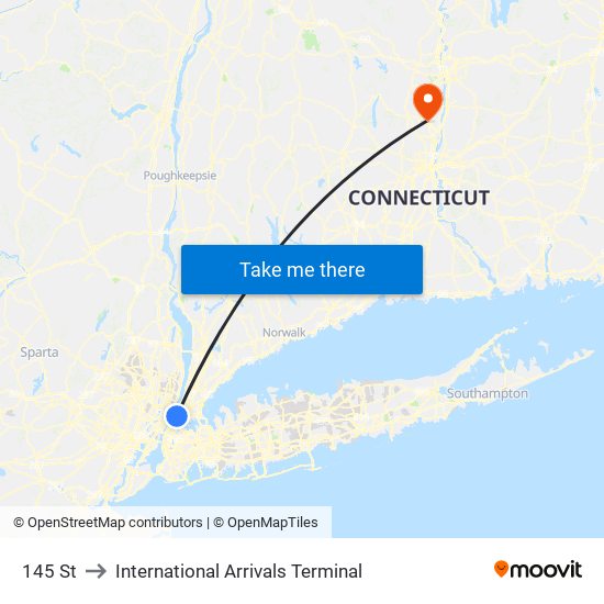 145 St to International Arrivals Terminal map