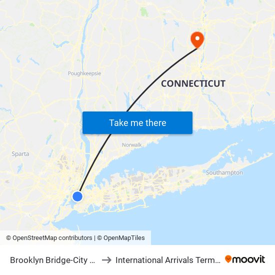 Brooklyn Bridge-City Hall to International Arrivals Terminal map
