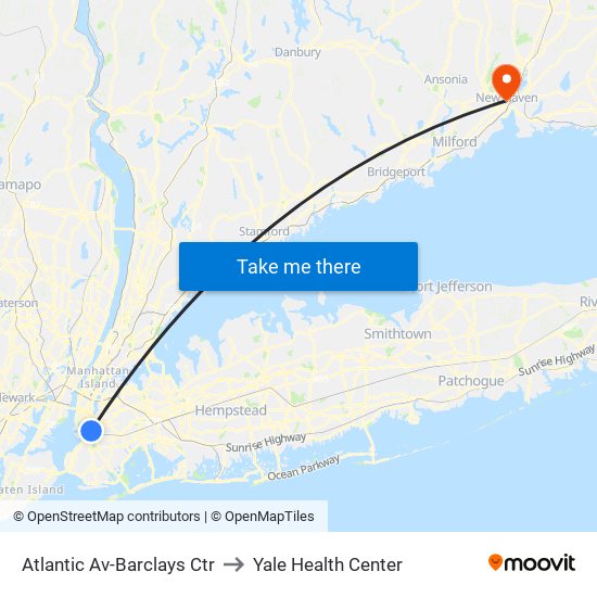 Atlantic Av-Barclays Ctr to Yale Health Center map