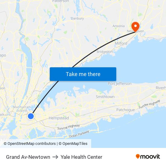 Grand Av-Newtown to Yale Health Center map