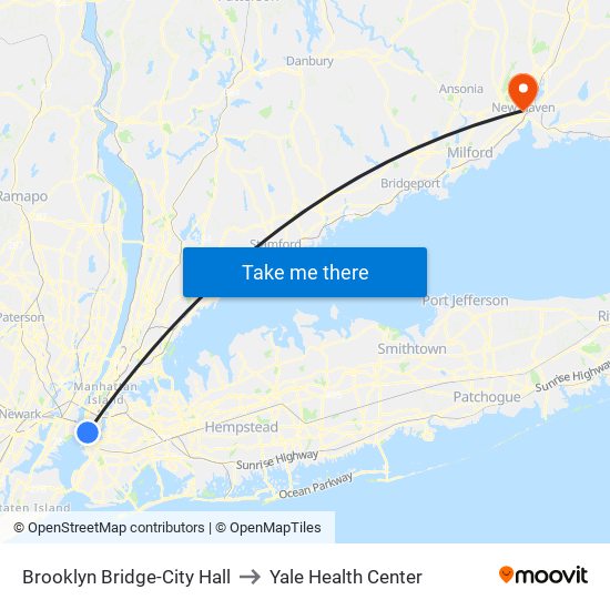 Brooklyn Bridge-City Hall to Yale Health Center map