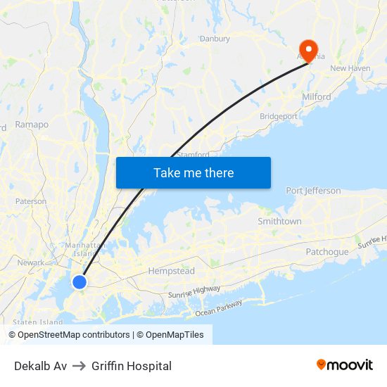 Dekalb Av to Griffin Hospital map