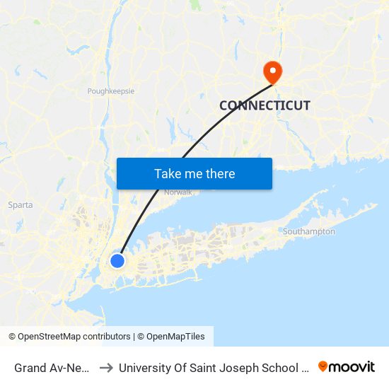 Grand Av-Newtown to University Of Saint Joseph School Of Pharmacy map