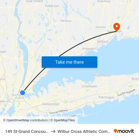 149 St-Grand Concourse to Wilbur Cross Athletic Complex map