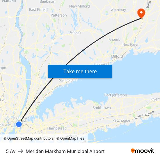 5 Av to Meriden Markham Municipal Airport map