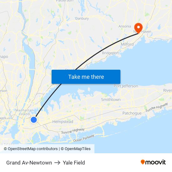 Grand Av-Newtown to Yale Field map