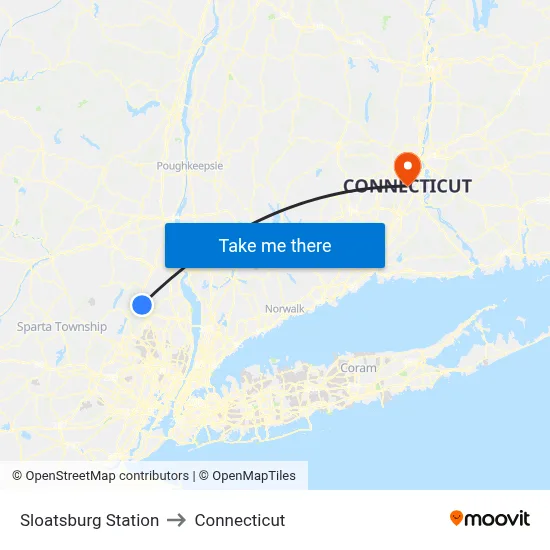 Sloatsburg Station to Connecticut map
