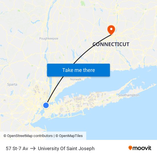 57 St-7 Av to University Of Saint Joseph map