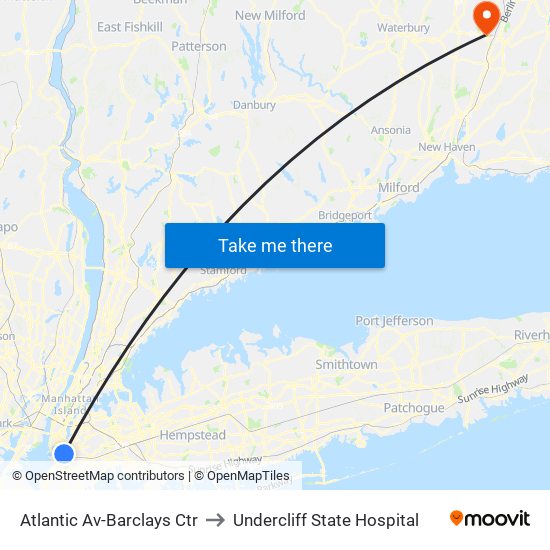 Atlantic Av-Barclays Ctr to Undercliff State Hospital map
