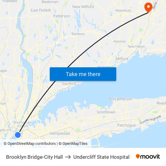 Brooklyn Bridge-City Hall to Undercliff State Hospital map