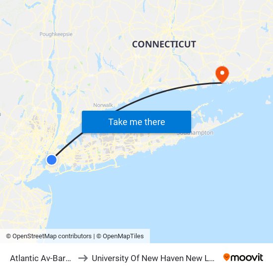 Atlantic Av-Barclays Ctr to University Of New Haven New London Campus map