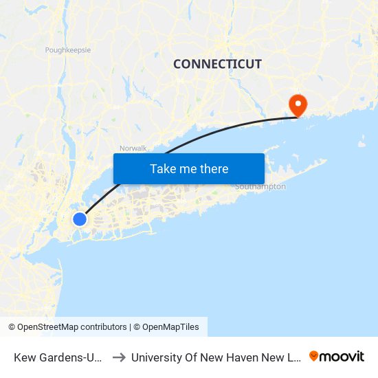 Kew Gardens-Union Tpke to University Of New Haven New London Campus map