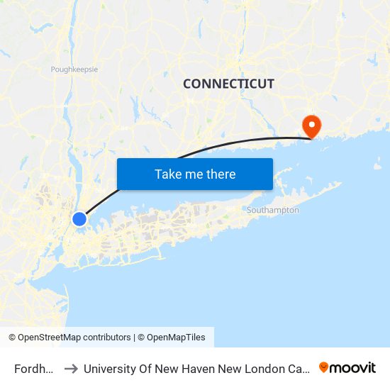 Fordham to University Of New Haven New London Campus map