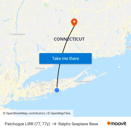 Patchogue LIRR (77, 77y) to Ralphs Seaplane Base map