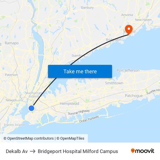 Dekalb Av to Bridgeport Hospital Milford Campus map