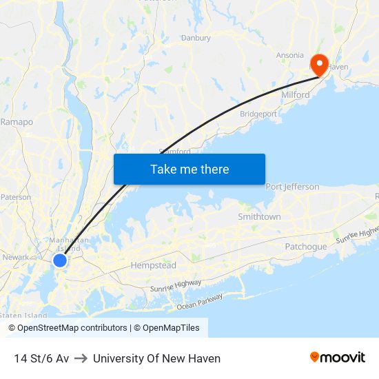 14 St/6 Av to University Of New Haven map