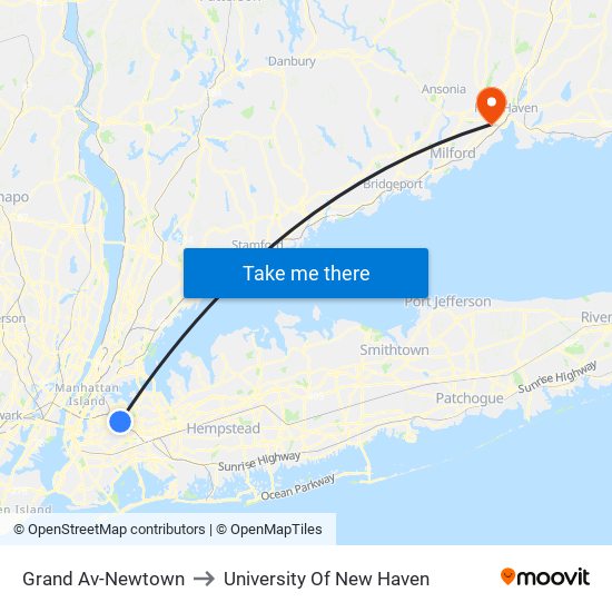 Grand Av-Newtown to University Of New Haven map