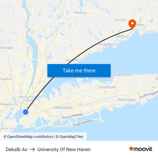 Dekalb Av to University Of New Haven map