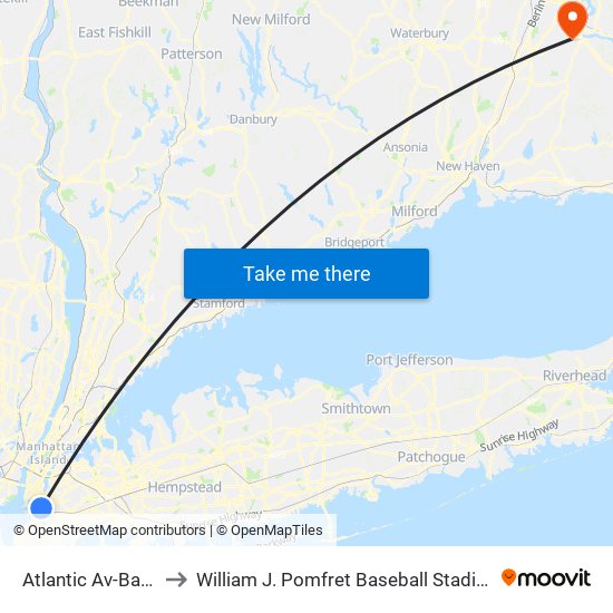 Atlantic Av-Barclays Ctr to William J. Pomfret Baseball Stadium at Palmer Field map