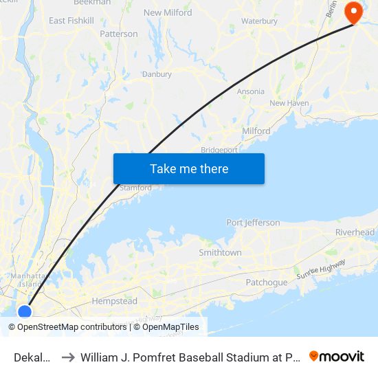 Dekalb Av to William J. Pomfret Baseball Stadium at Palmer Field map
