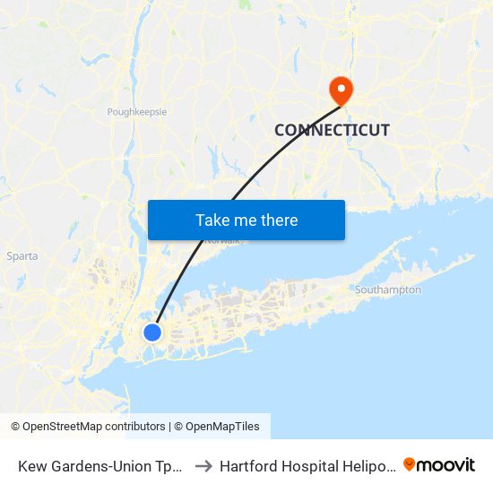 Kew Gardens-Union Tpke to Hartford Hospital Heliport map
