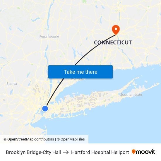 Brooklyn Bridge-City Hall to Hartford Hospital Heliport map