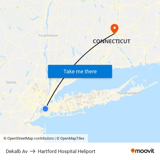 Dekalb Av to Hartford Hospital Heliport map