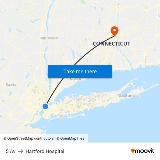 5 Av to Hartford Hospital map