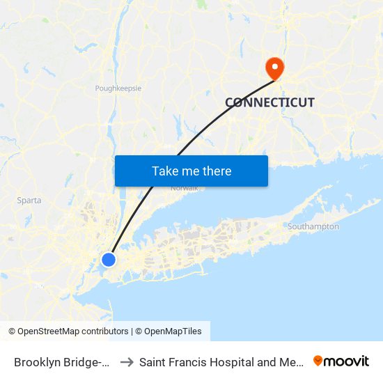 Brooklyn Bridge-City Hall to Saint Francis Hospital and Medical Center map