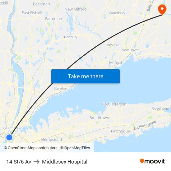 14 St/6 Av to Middlesex Hospital map