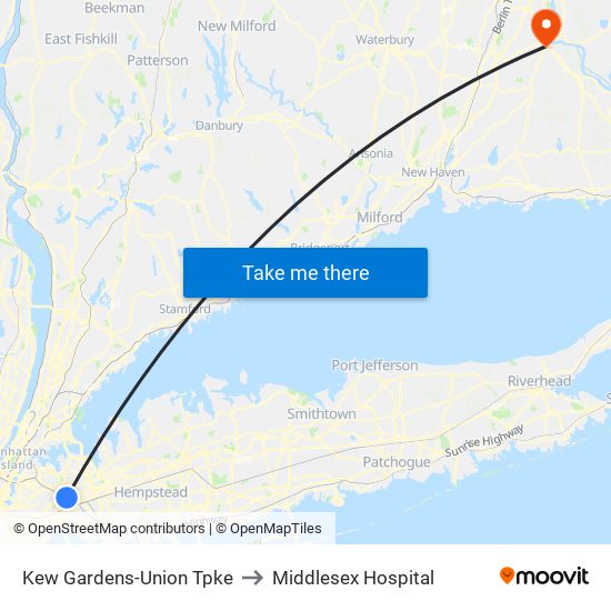 Kew Gardens-Union Tpke to Middlesex Hospital map