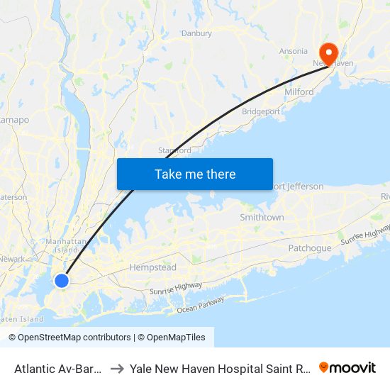 Atlantic Av-Barclays Ctr to Yale New Haven Hospital Saint Raphael Campus map
