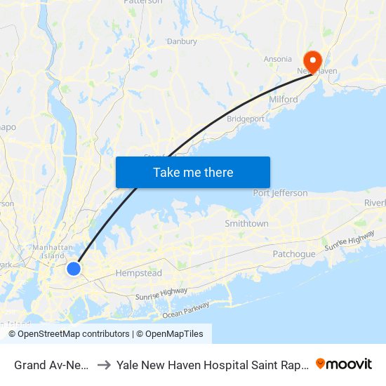 Grand Av-Newtown to Yale New Haven Hospital Saint Raphael Campus map