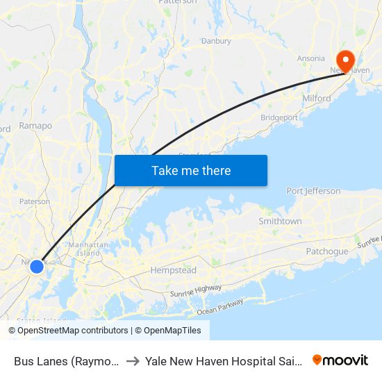 Bus Lanes (Raymond Blvd Side) to Yale New Haven Hospital Saint Raphael Campus map