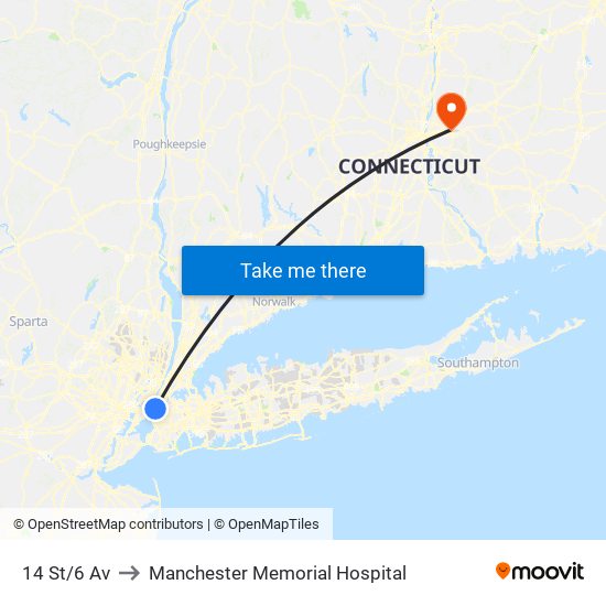 14 St/6 Av to Manchester Memorial Hospital map