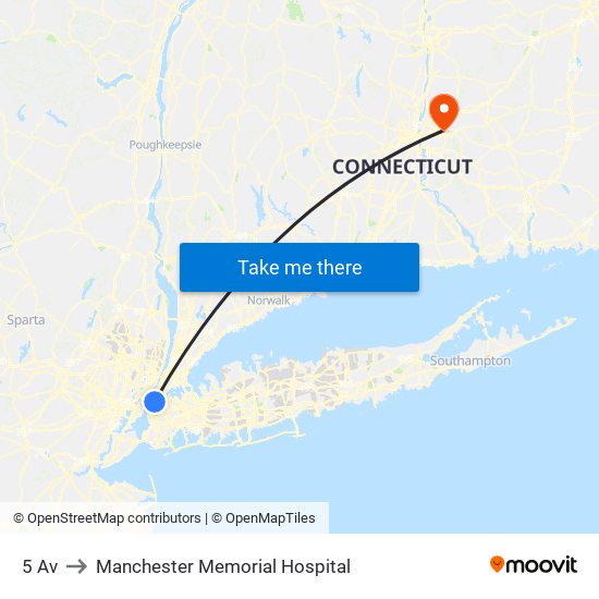 5 Av to Manchester Memorial Hospital map
