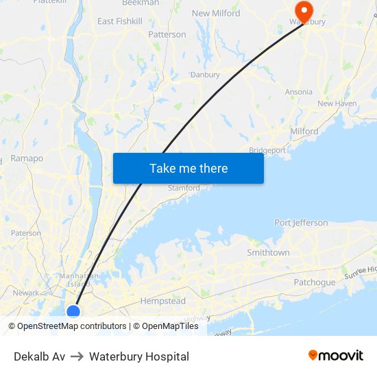 Dekalb Av to Waterbury Hospital map