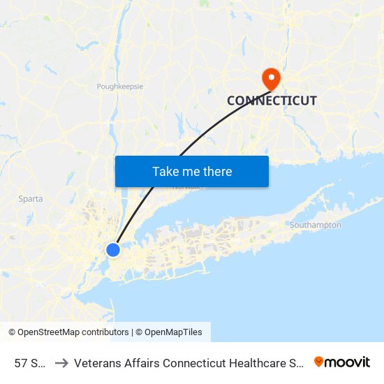57 St-7 Av to Veterans Affairs Connecticut Healthcare System Newington Campus map