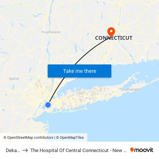 Dekalb Av to The Hospital Of Central Connecticut - New Britain General Campus map