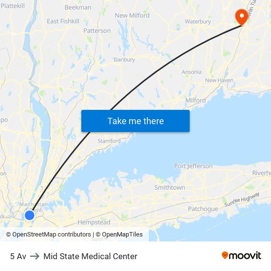 5 Av to Mid State Medical Center map