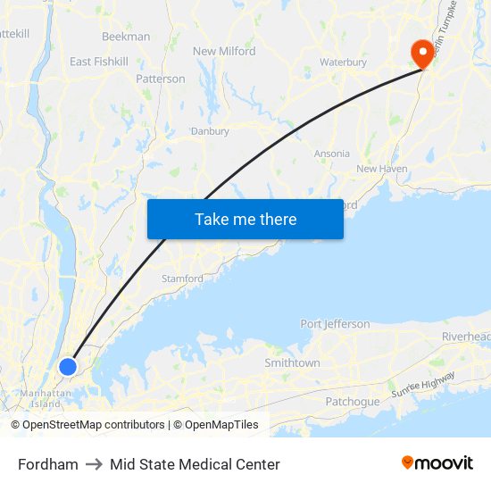 Fordham to Mid State Medical Center map