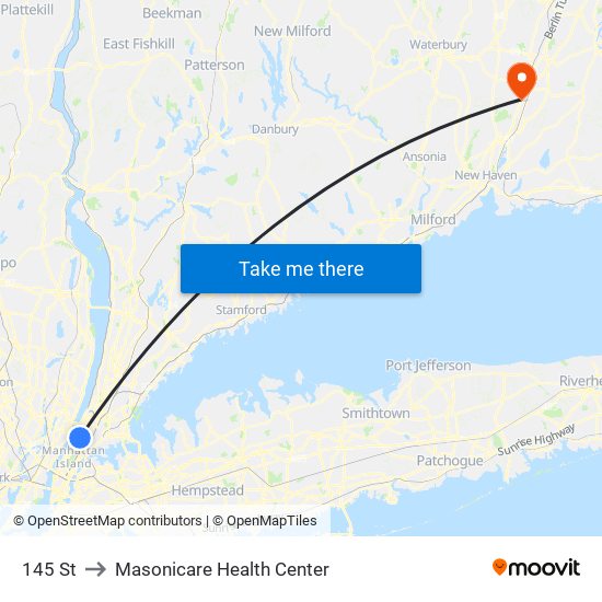 145 St to Masonicare Health Center map