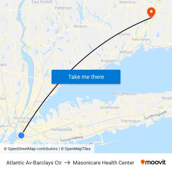 Atlantic Av-Barclays Ctr to Masonicare Health Center map